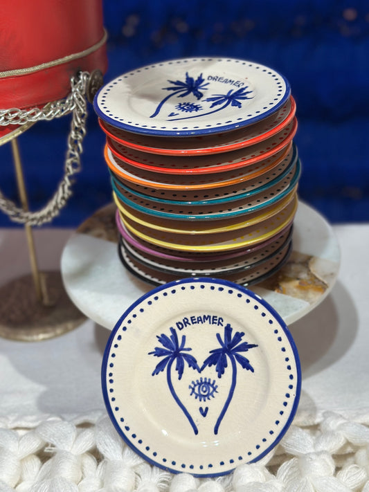 Dreamer Palmtree Tapas plate YSL Blue